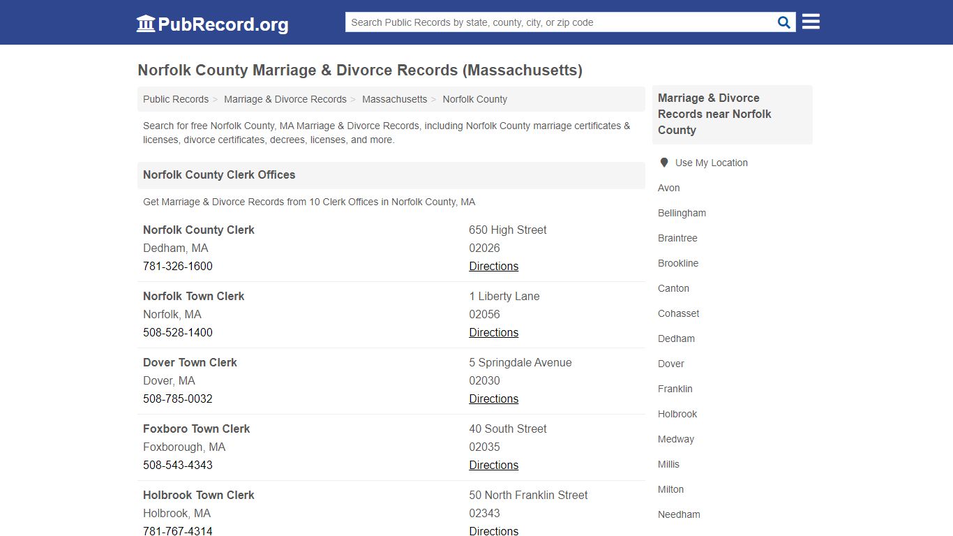 Norfolk County Marriage & Divorce Records (Massachusetts)